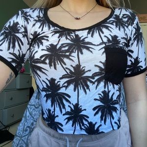 Purple & Black Palm Tree Crop Top